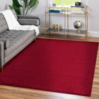 TAPISWORLD Teppium, Tapis de salon de couleur unie Rouge 160x230 cm pour la cuisine, à poils courts avec dos en feutre