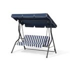 Beliani - Balancelle de jardin bleu et blanc CHAPLIN - Métal - 3 personnes - Baldaquin réglable
