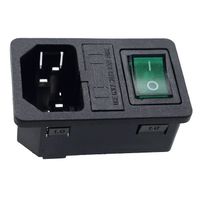 Connecteur d'équipement froid - C-14 - Interrupteur vert - Fusible 10A/250V - Dimensions 50,3x30,5mm