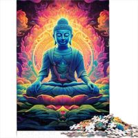 Puzzle pour Adultes 1000 pièces-Bouddha psychédélique-Puzzle carré créatif en Bois-Cadeaux pour adultes-75 x 50 cm