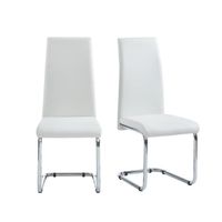 Lot de 2 chaises - BAÏTA - Gamme MARA - Simili blanc pieds métal chromé