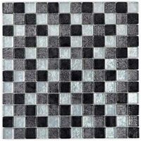 Carreaux de Mosaique Pâte de Verre Argent Gris Noir Structure Métal Optique MOS126-1783
