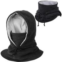 Cagoule Polaire Hiver Multifonction–Bonnet+Echarpe+Cache Cou Homme Femme–Vêtement pour Froid Extreme,Noir,Taille unique