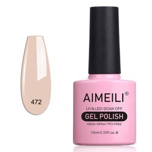 VERNIS A ONGLES AIMEILI Soak Off UV LED Vernis à Ongles Gel Semi-Permanent Pink Gel Polish - Clear Rose Nude 10ml(472)