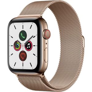 Apple Watch Series 5 Cellular 44 mm Boîtier en Acier Inoxydable Or avec Bracelet Milanais Or - M/L