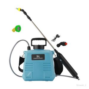 PULVÉRISATEUR JARDIN Pulvérisateur à pompe électrique, pulvérisateur de jardin avec 3 buses de brouillard, baguettes télescopiques portables 5L Bleu