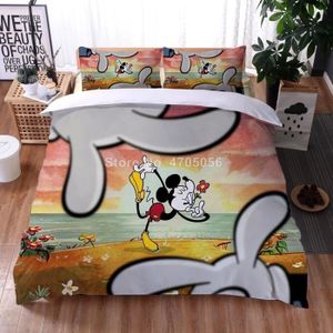 HOUSSE DE COUETTE ET TAIES SCD-863 Parure de lit imprimée en 3D pour Halloween avec Minnie Mickey Mouse housse de couette taies d'oreiller Taille:240*220cm