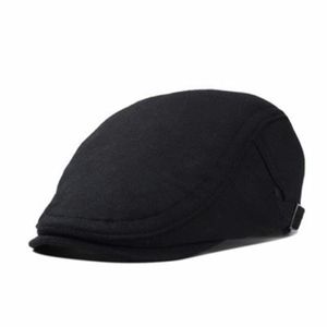 CASQUETTE noir - béret en cuir pour hommes, casquette plate,