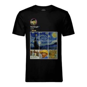 T-SHIRT T-shirt Homme Col Rond Noir Van Gogh Réseaux Socia