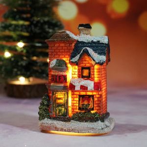 Bseical Maison de Noel Village de Noel Miniature, LED Lumineux Decoration  Noel Cadeau Noel, Deco Noel avec Batterie (4 Pièces)
