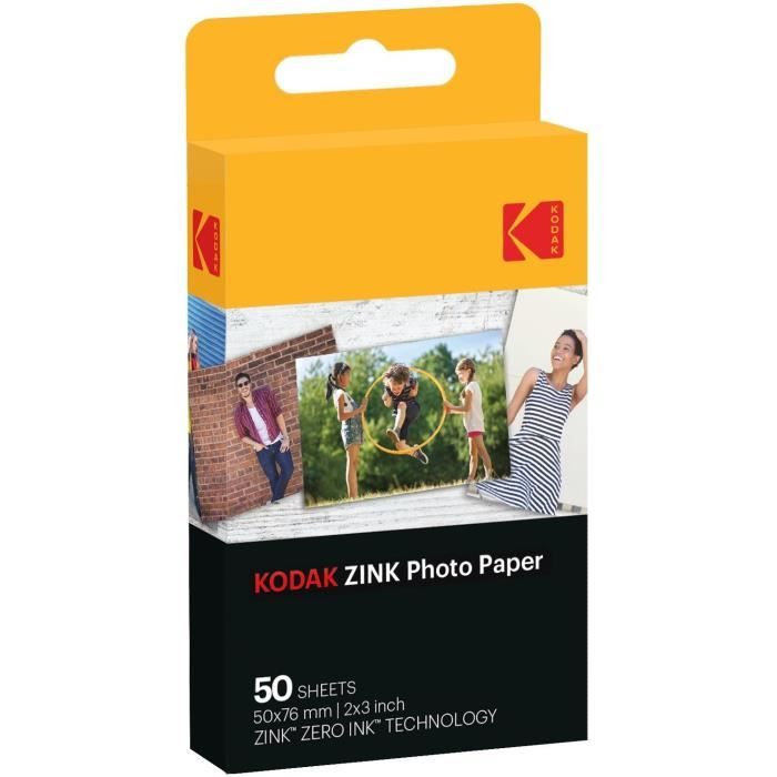 Appareil photo numérique Kodak PRINTOMATIC à impression instantanée (noir),  impression couleur complète sur papier photo 2 x 3 à envers adhésif -  Imprimez instantanément des souvenirs
