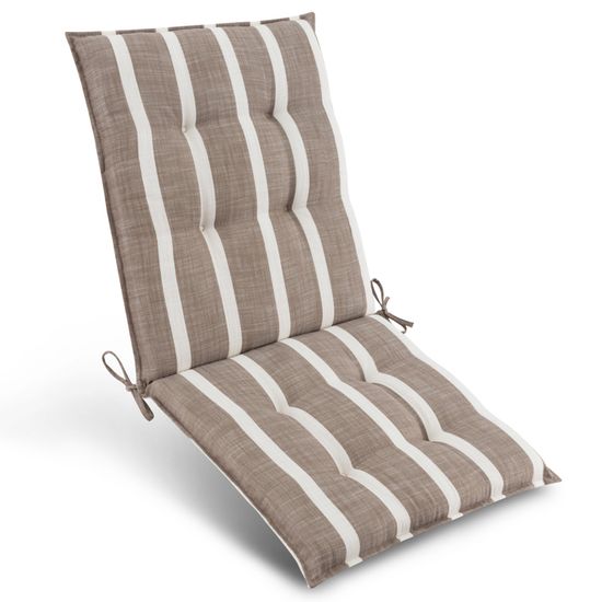 Cuscini Schienale Alto Per Sedie Giardino 120x50 Cm: Spessore 8cm, Poggiatesta Regolabile, Tessuto Resistente UV – Arancione Beige A Scacchi