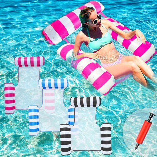 Lot 2 Matelas Hamac Gonflables 4 En 1 - Orange & Bleu Marine Pour 2 Adultes