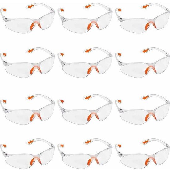 BOBOZHONG Lunettes de Sécurité Transparentes,6 pièces Lunettes de Protection ,Lunette Transparente PPE Lunette Chantier Lunette de Protection Travail pour Jardin Laboratoire Cyclisme