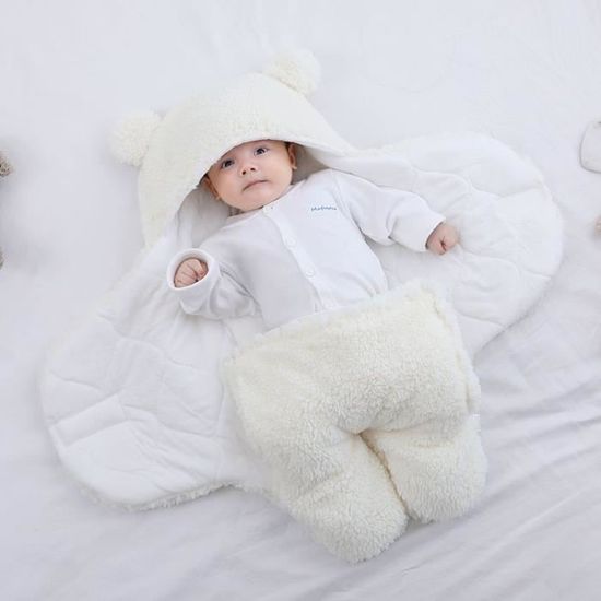 Universelle Sac de Couchage Bébé Hiver Couverture Emmaillotage Bébé Produits pour bébés longueur 62cm 0-1 mois Beige