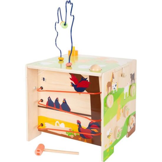 Cube De Motricité En Bois 9-en-1 Montessori - Jouet éducatif Bébé 1 An+, Avec Engrenages, Labyrinthe, Xylophone
