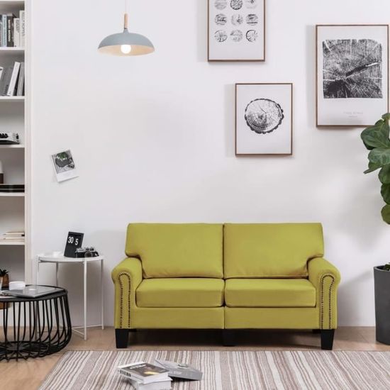 @Home2318Scandinave Canapé à 2 places Canapé de relaxation Haut de gamme & Confortable - Sofa Canapé droit Salon Vert Tissu