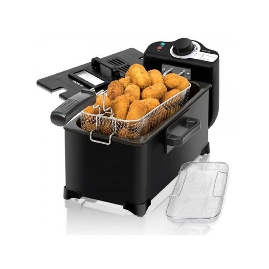 Friteuse Électrique Cecotec CleanFry Infinity 1500 - 1,5L - 900W - Filtre Anti-Odeurs - Cuve Émaillée - Noire