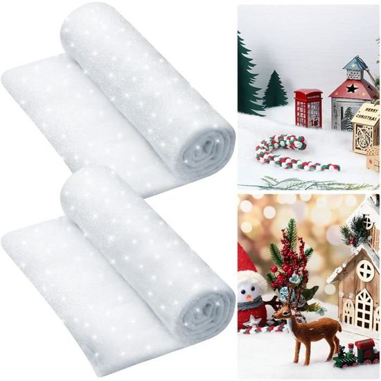Couverture Neige Artificielle Pour Noël - 240 X 80 Cm, Paillettes Blanches - Décoration Hivernale, Tapis Neige Sous Sapin, Rebord Fenêtre - 2