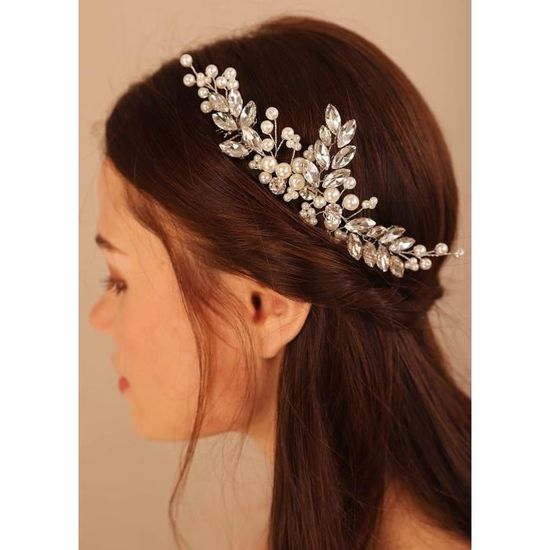 13 Épingles à Cheveux Mariée Argentées - Avec Perles & Strass - Forme En U