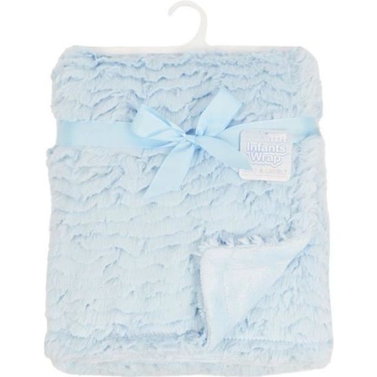 Couverture DELUXE pour bébé garçon bleu extra douce fourrure polaire couvre lit