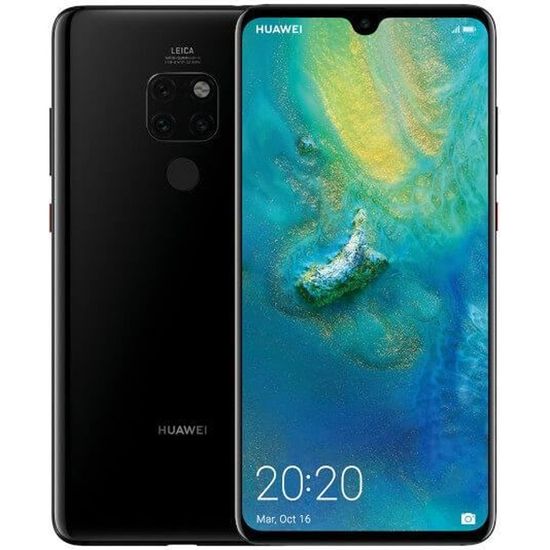 Smartphone Huawei Mate 20 - Noir - 4Go RAM - 128Go Mémoire interne - Lecteur d'empreintes digitales