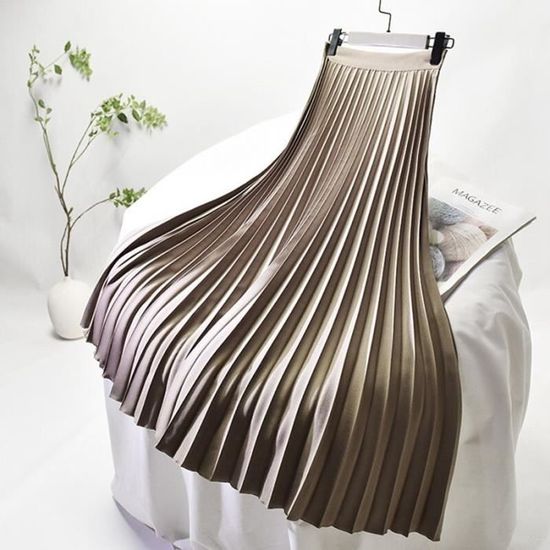 Jupe Plissée Mi-midi En Mousseline Légère - Taille Haute - Pour L'été - Style Décontracté Et Fluide - 3