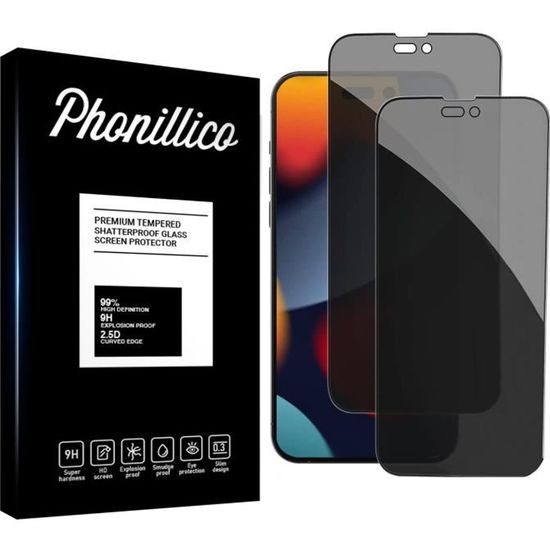 Pack de 2 Films Protection Ecran 9H Pour iPhone 14 Pro Max Antichoc et Anti-explosion  - Verre Trempé - Teinté Anti Espion