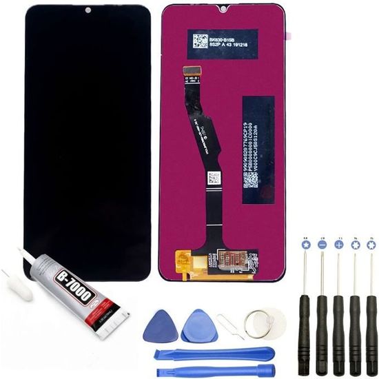 Vitre tactile + ecran LCD compatible avec Huawei Y6P 2020 taille 6,3" noir + Kit outils + Colle B7000 Offerte