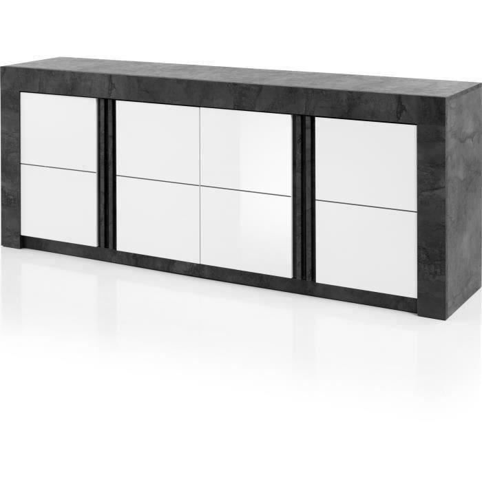 Enfilade 4 Portes - Blanc - L 220 x P 46 x H 85 cm - CAPRI