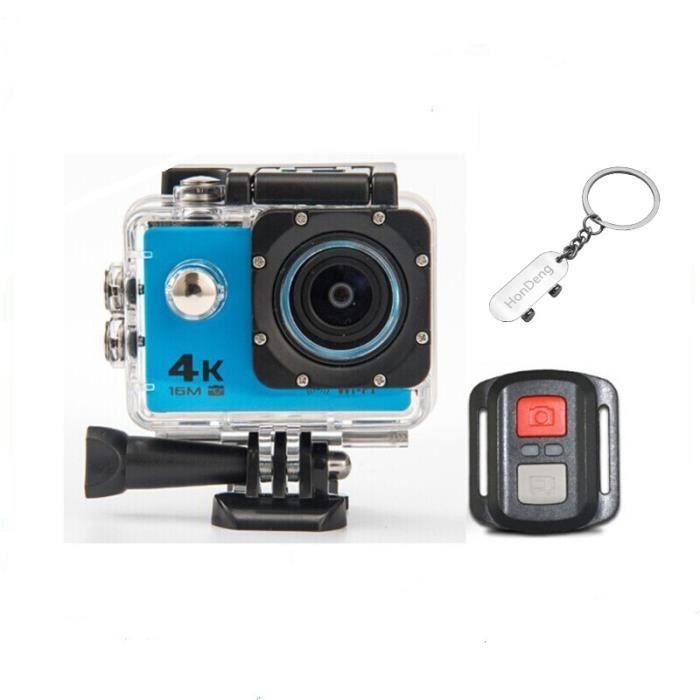 Caméra Sport 4K Ultra HD 16MP WiFi Caméra d'action Étanche 30M LCD 2.0 Pouces 170°Grand-Angle et Accessoires (Bleu).