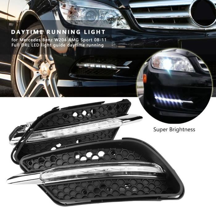 1 Paire Feux diurnes DRL LED de route de voiture feux antibrouillard pour Mercedes Benz W204 AMG 08-11