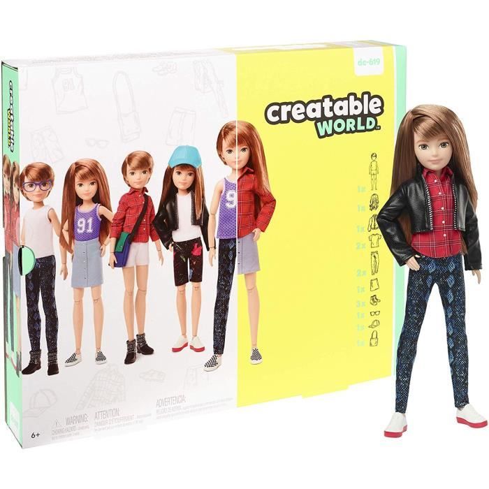 CREATABLE WORLD Poupée avec kit complet cheveux roux lisses