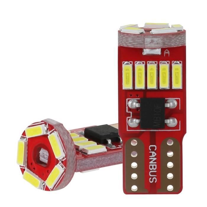Ampoule T10 LED W5W ULTRA Blanc 15 SMD 6500K Veilleuse Eclairage plaque 300Lm