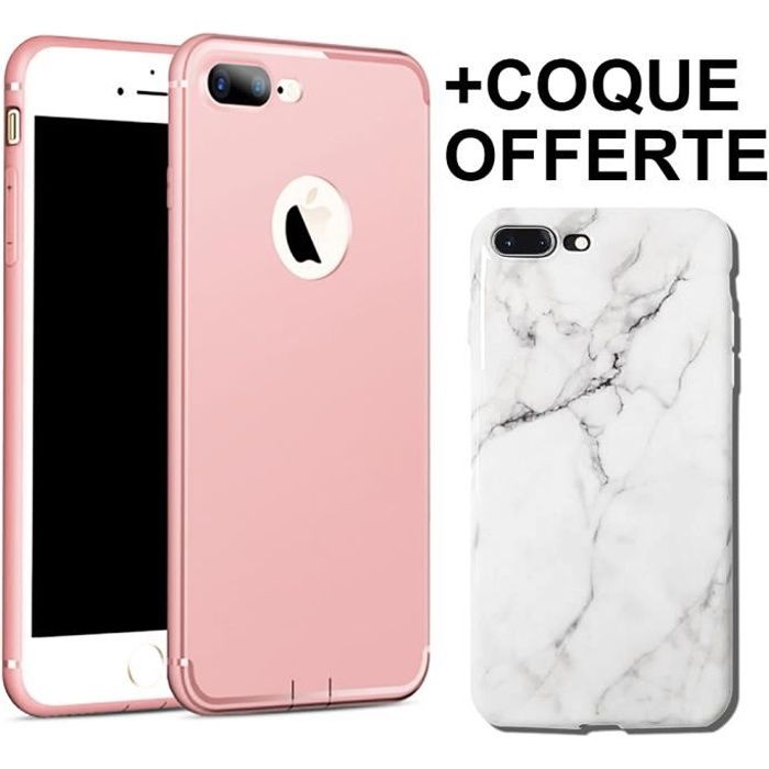 Coque iPhone 7Plus Silicone Mat Antichoc Anti-Rayure - Rose + Coque Offerte