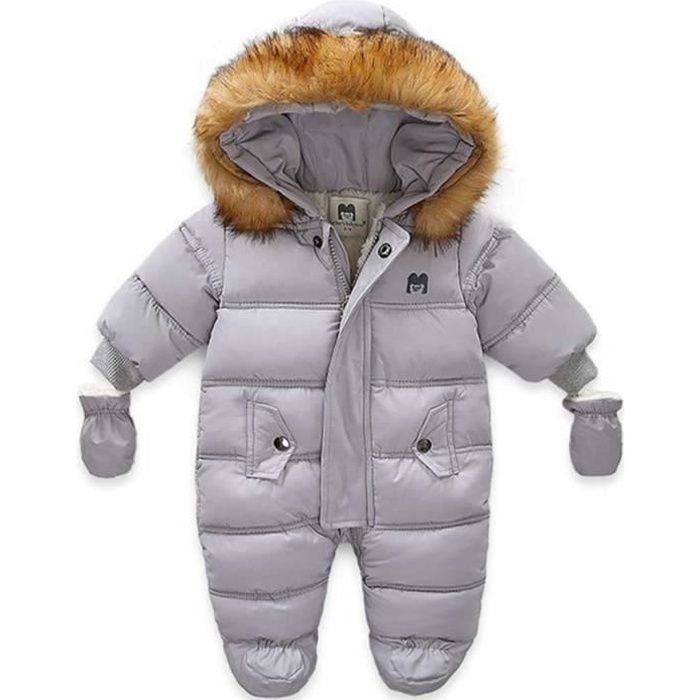 Manteau d'hiver bébé Combinaison de Neige Barboteuse en Polaire d'hiver Grenouillère Pyjama Épaissie Vêtements de Nuit à Capuche