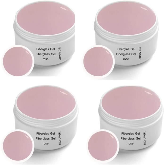 SECHE ONGLES 4 x 30 ml Gel de Fibreglass UV Rose Clear Premium Line finition adheacutesif en gel Top Coat High Gloss monophas1563