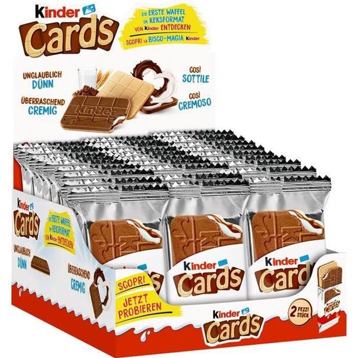 Ferrero Kinder Cards, Spécialité gaufre, 25,6g (Pack de 30)