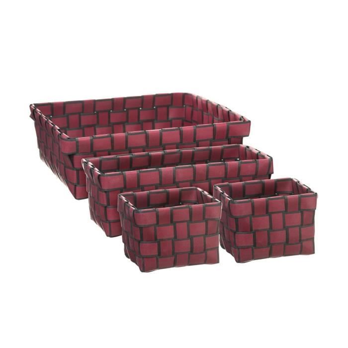 Five - Lot de 4 paniers tressés erika Bordeaux