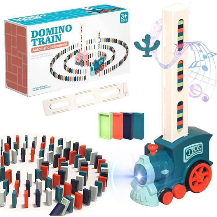 Jouet de Train Domino Électrique, 120pcs de Blocs Domino, Train de Pose Automatique, Construction de modèles pour enfant de 3-12 ans