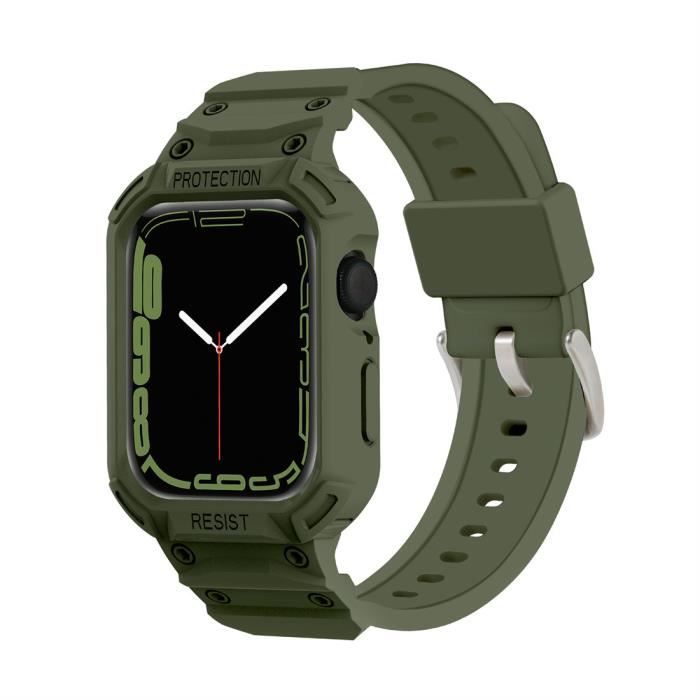 Bracelet Compatible avec Apple Watch 44/42/45mm Série 7/6/SE/5/4/3, Coque de Protection Anti-Choc Bande Remplacement Style Militaire