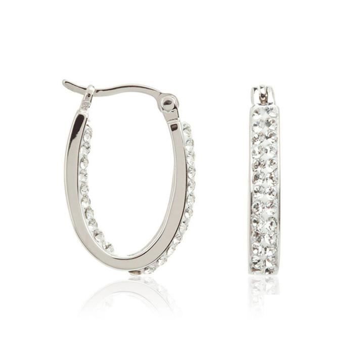 Mes-bijoux.fr - Boucles d'oreilles Femme Métal Argenté et ornée de Cristaux de Swarovski Element - WEI10Crygv