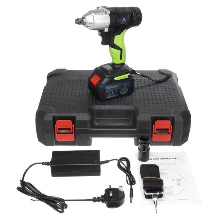 NEUFU Clé à Choc Visseuse 1-2'' Sans Fil 68V 8.0Ah Li-ion Batterie Boulonneuse UK Prise