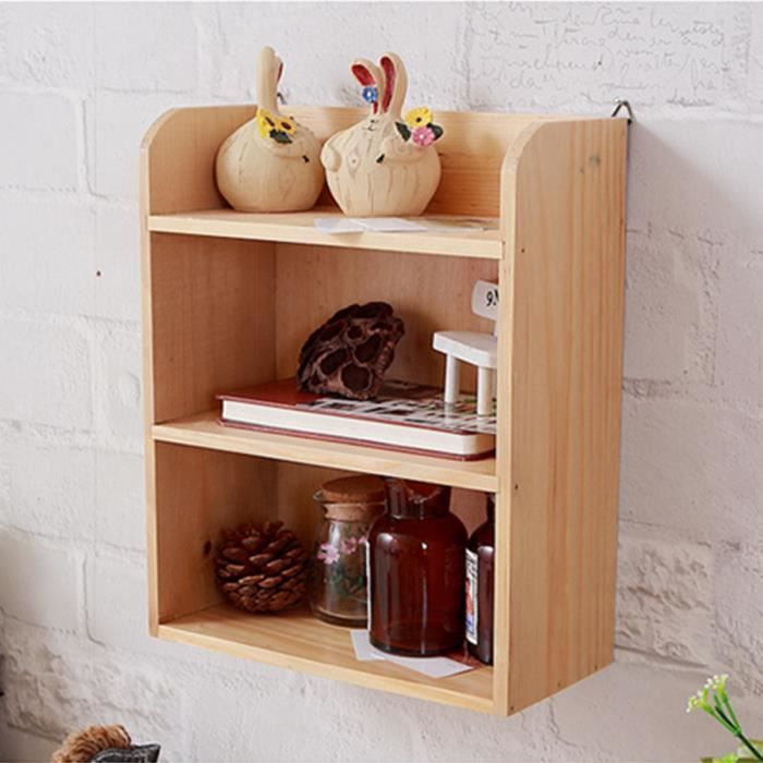 AvanC Étagère Mural - Bois - 25x12x31cm - bois clair