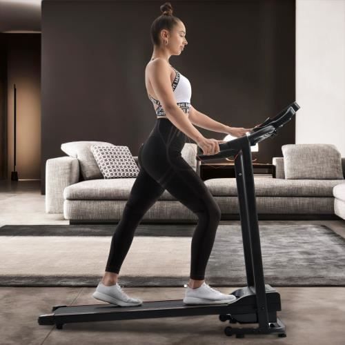 Tapis de Course Pliable, Vitesse Jusqu'à 1-12 km/h, Tapis Roulant avec Système de Fréquence Cardiaque