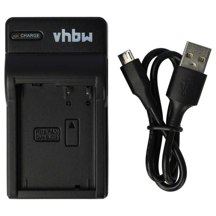 vhbw Chargeur USB de batterie compatible avec Panasonic Lumix DMC-GX8, DMC-G5K, DMC-G5W, DMC-G5X batterie appareil photo digital,