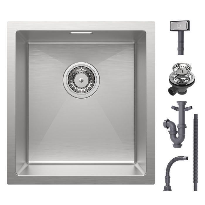 40x44cm Évier de Cuisine sous plan Brossé Évier 1 bac inox
