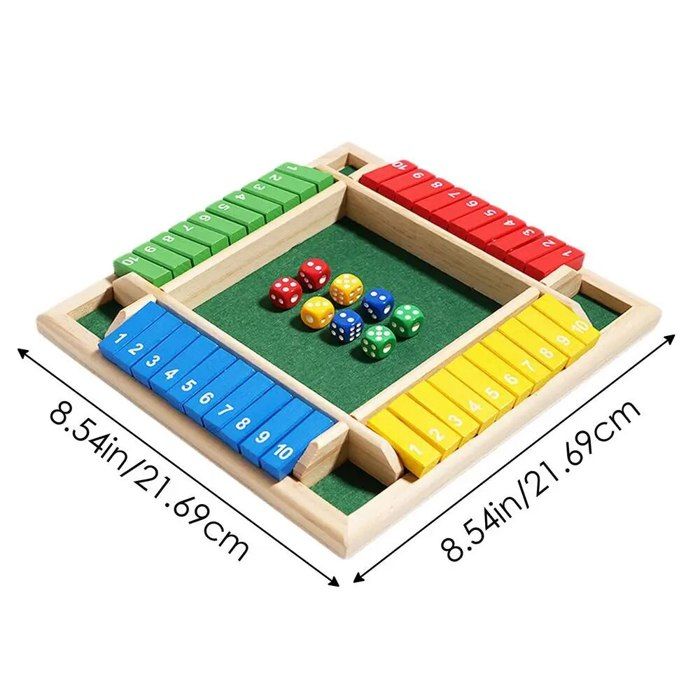 Jeu de société Shut The Box - RELAXDAYS - Lot de 10 jeux de voyage - Dés en bois naturel-vert