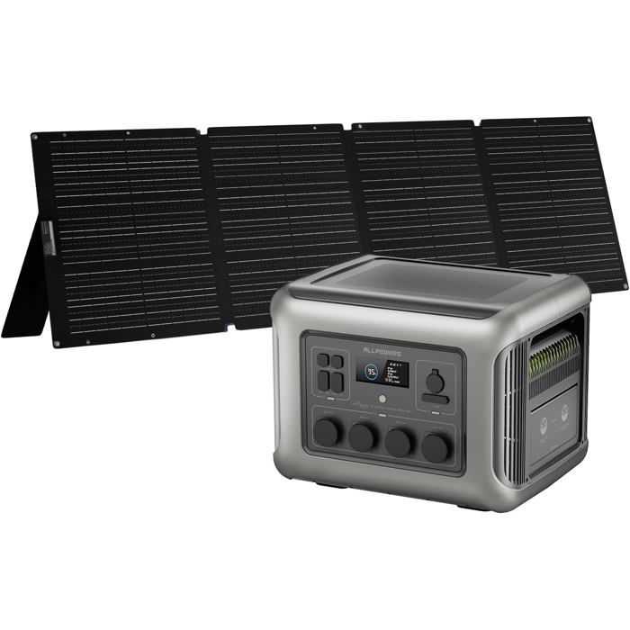 Générateur solaire ALLPOWERS 2500W centrale électrique portable 1920Wh LFP avec panneau solaire pliable 200W
