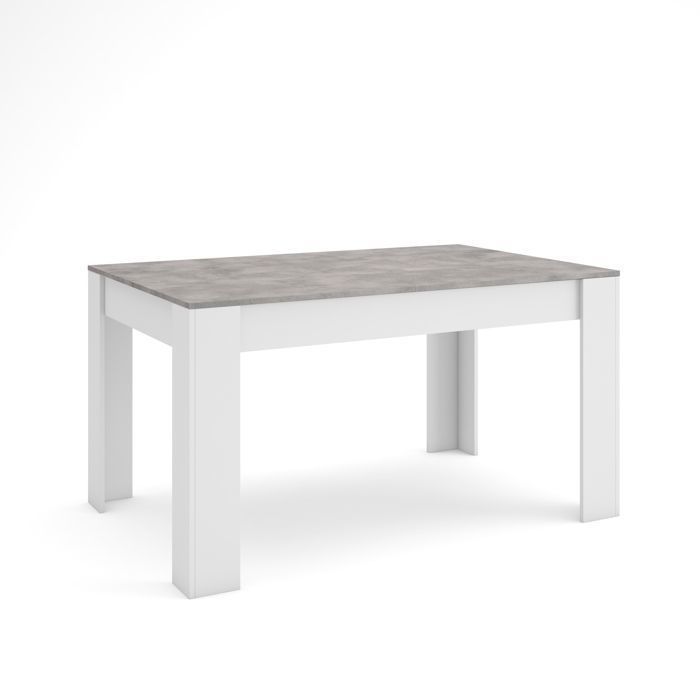 Table à manger Meuble Salle à Manger 140x90x76 cm Pour 6 personnes Ciment et Blanc RF3658 Table à manger Meuble Salle à Manger 140x90x76 cm Pour 6 personnes Ciment et Blanc RF3658